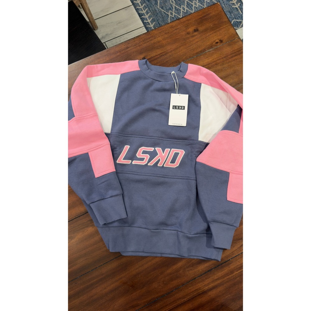 LSKD Slam Oversized Sweater Night Shadow Rosebloom Blue Pink M New
